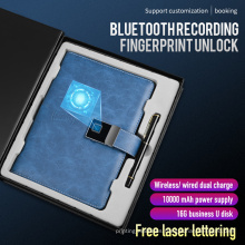 Fingerprint Lock Diary Wireless Charging Notebook with Bluetooth Recording